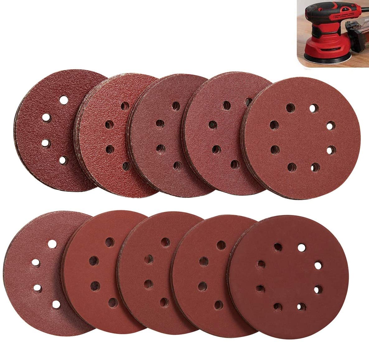 100-Piece Sandpaper Discs for Orbital Sander 1