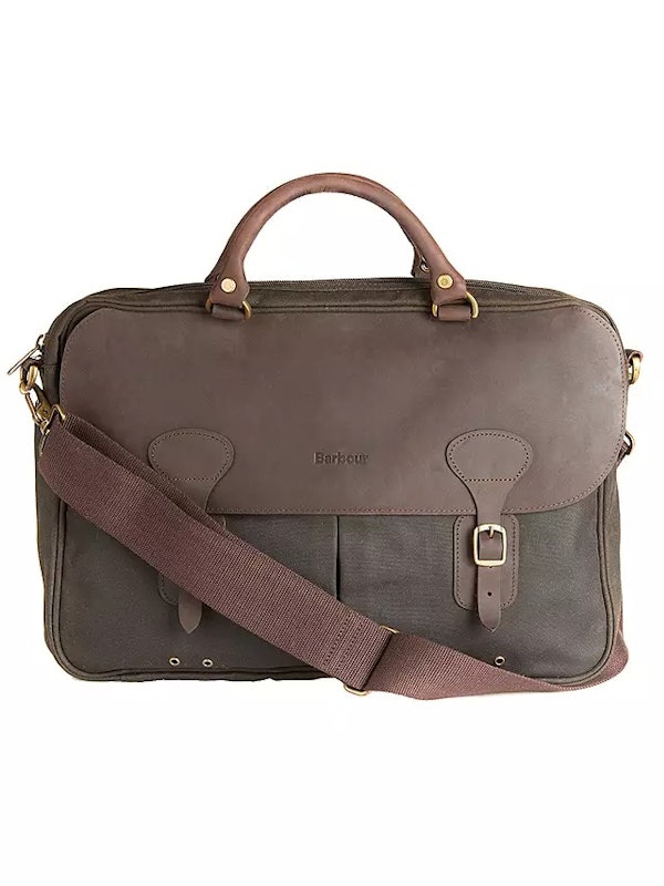 Wax Cotton and Leather Trim Satchel 1