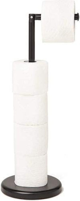Freestanding Black Toilet Roll Holder 1