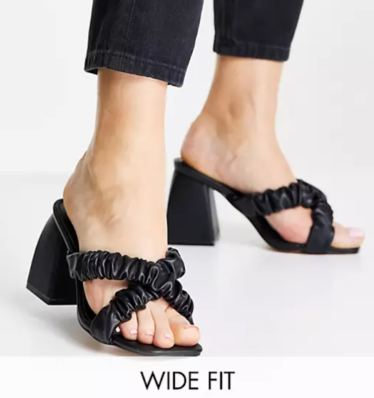 Wide Fit Elsa Cross Strap Heeled Mules 1