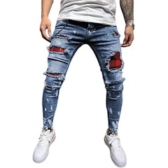 Destroyed & Frayed Slim Fit Jeans