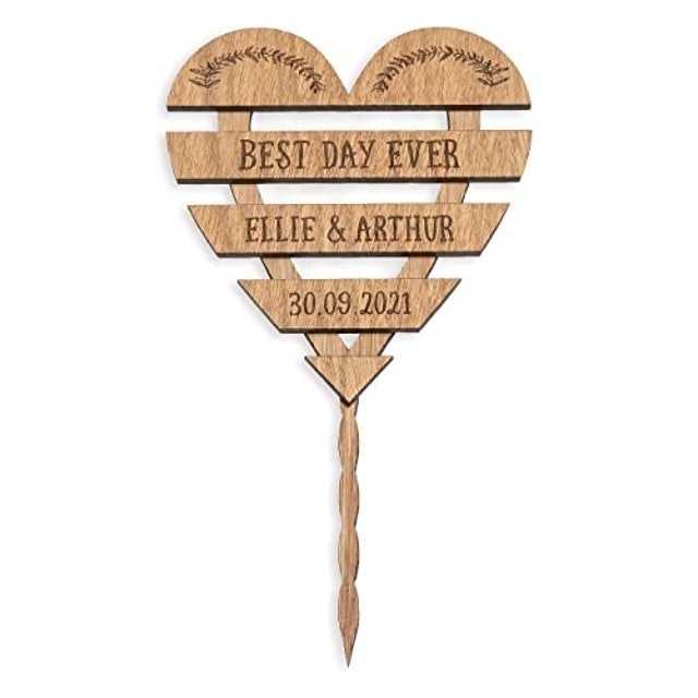 Personalised Wedding Wooden Cake Topper 1