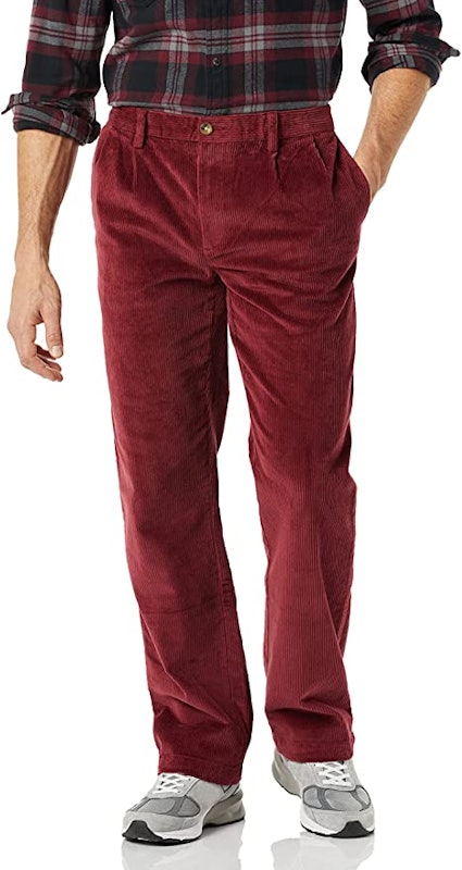 Essentials Men's Pleated Classic-Fit Stretch Corduroy Chino Pant