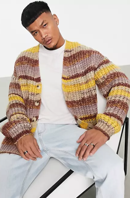 Chunky Knit Stripe Cardigan 1