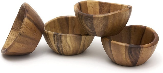 Set of 4 Acacia Wave Bowls 4