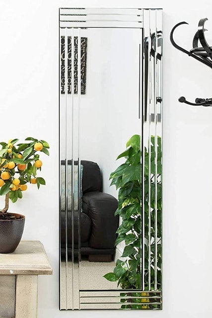 Full Length Silver Glass Framed Bevelled Wall Mirror 2