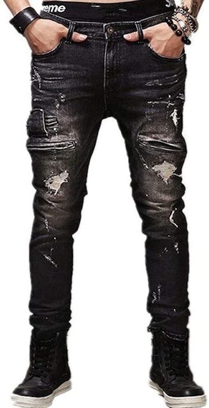 Distressed Biker Jeans 1