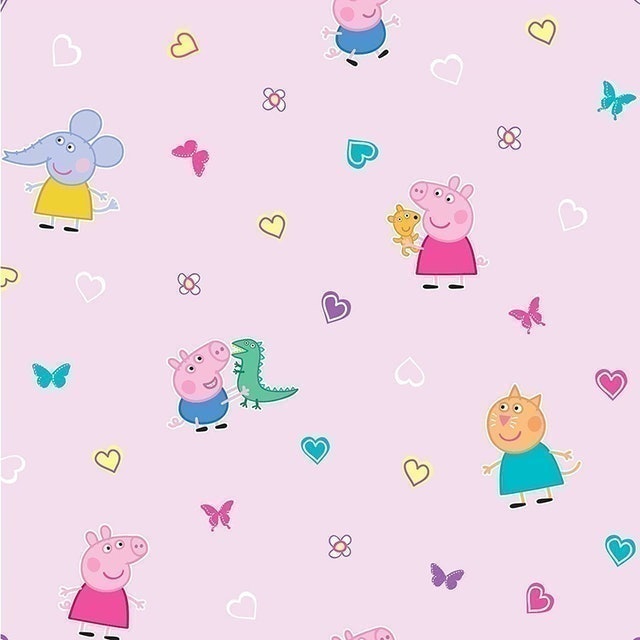 Pink Heart Butterfly Children's Wallpaper 1