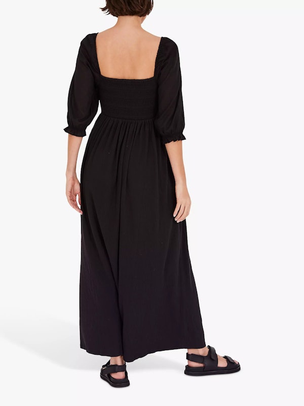 Puff Sleeve Maxi Dress, Black 2