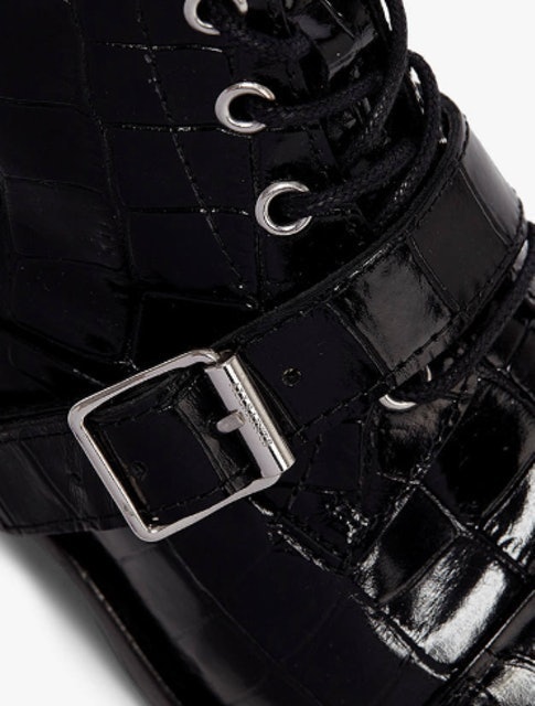 Katy Crocodile Leather Pointed Ankle Boots 3