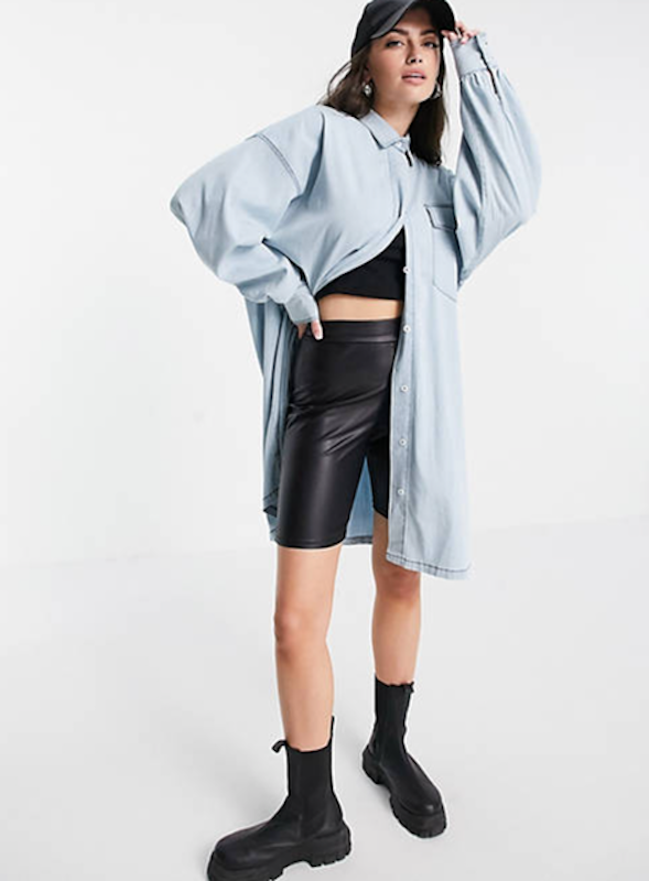 Recycled Oversized Denim Shirt Dress 1