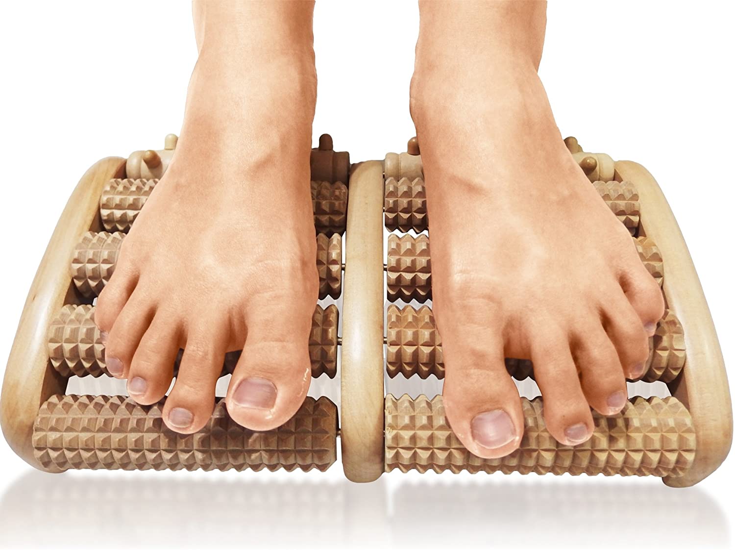 Dual Wooden Foot Massager Roller 1
