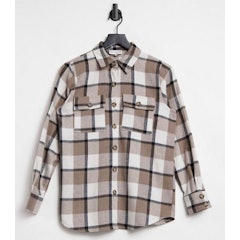 Exclusive Oversized Check Shirt in Cream
