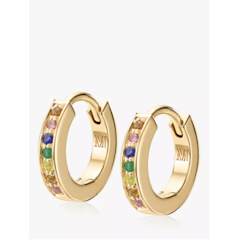 Skinny Multi Stone Hoop Earrings