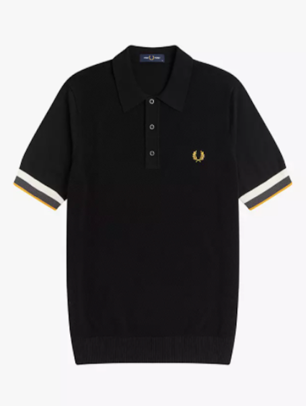 Striped Cuff Knitted Polo Shirt 1