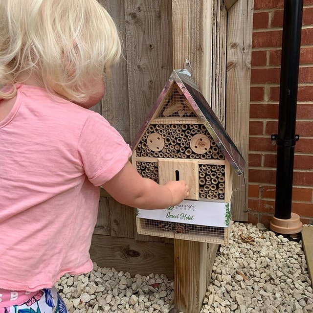 Natural Wood Insect Hotel With Metal Roof 2