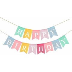 Colorful Happy Birthday Burlap Banner