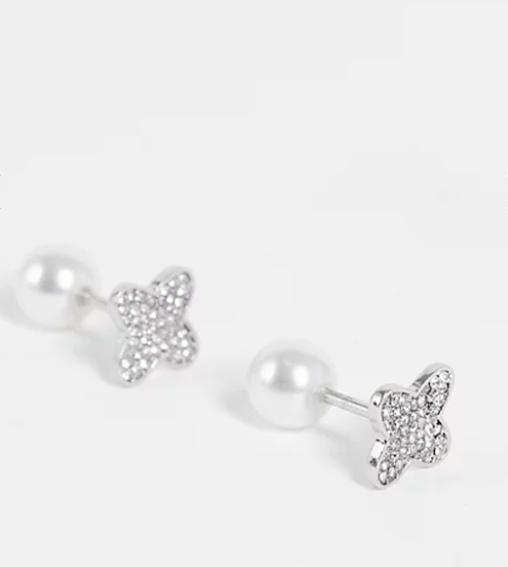 Cufflinks With Diamante and Faux Pearl 2