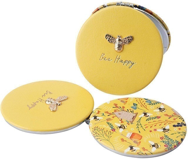 The Beekeeper 'Bee Happy' Yellow Compact Mirror 1