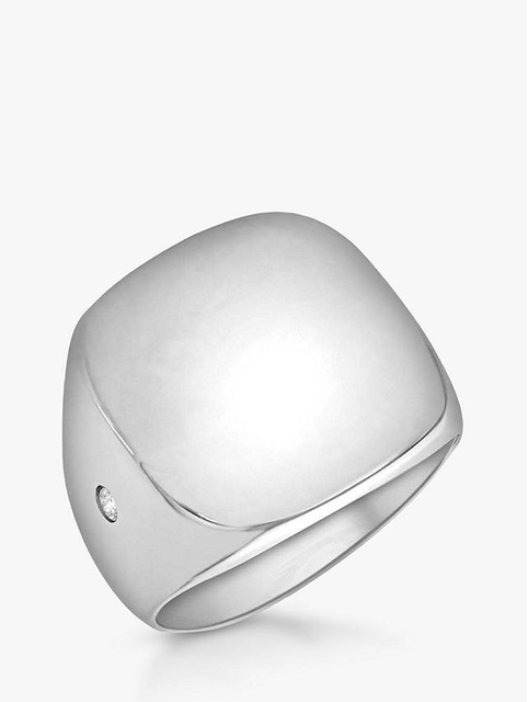 Personalised Unisex Cubic Zirconia Square Signet Ring 1