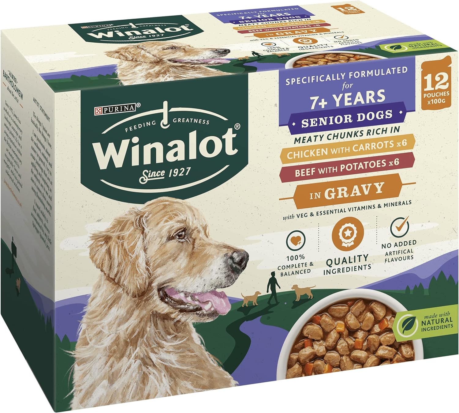 Senior Mixed in Gravy Wet Dog Food Pouches 12x100g, Pack of 4 2