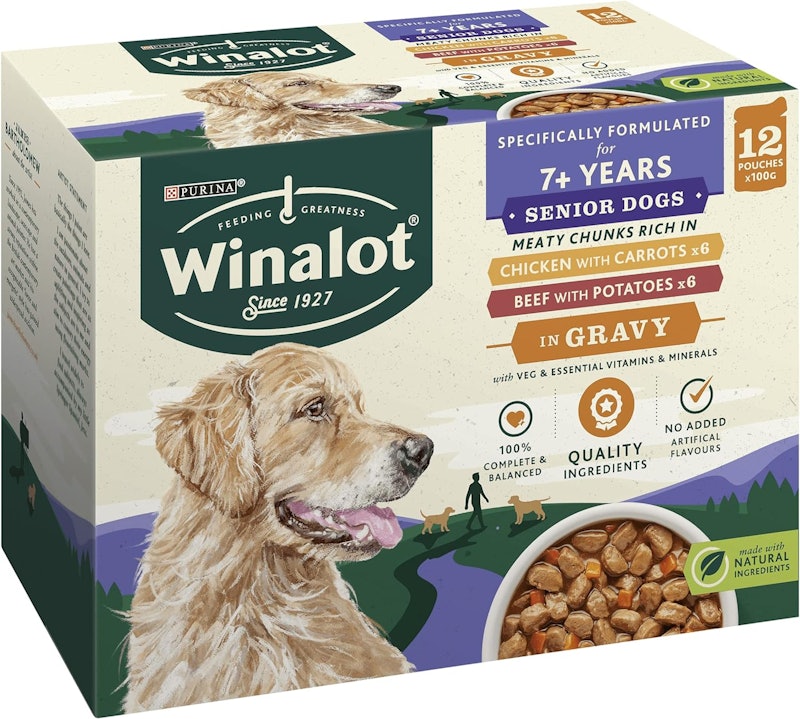 Senior Mixed in Gravy Wet Dog Food Pouches 12x100g, Pack of 4 2
