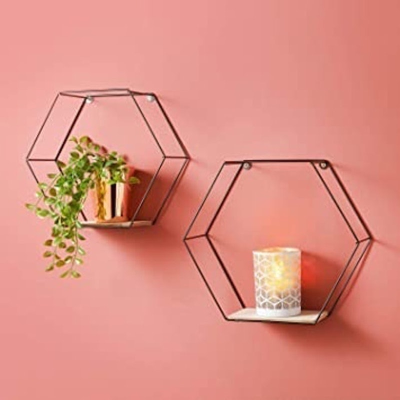 Metal Wired Hexagon Floating Shelves 1