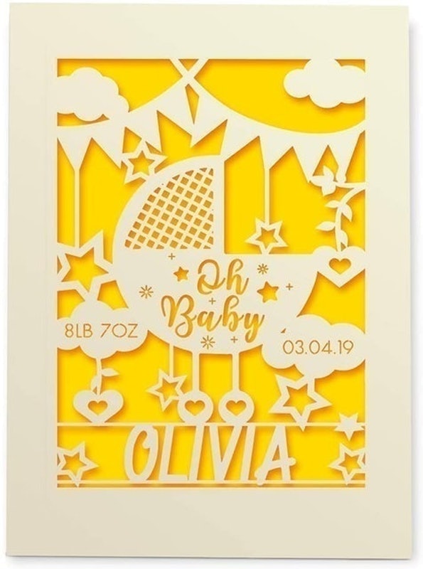 Personalised New Baby Card Laser Paper Cut Greeting Cards 1
