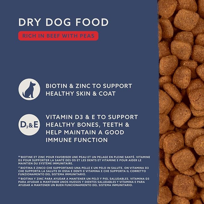 Complete Dry Dog Food for Adult Dogs, Rich in Beef with Peas 3