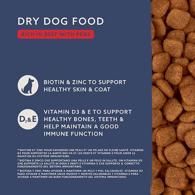 Complete Dry Dog Food for Adult Dogs, Rich in Beef with Peas 3