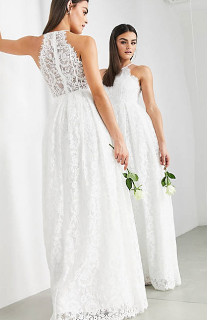 Amalie Lace Halter Neck Maxi Wedding Dress 3