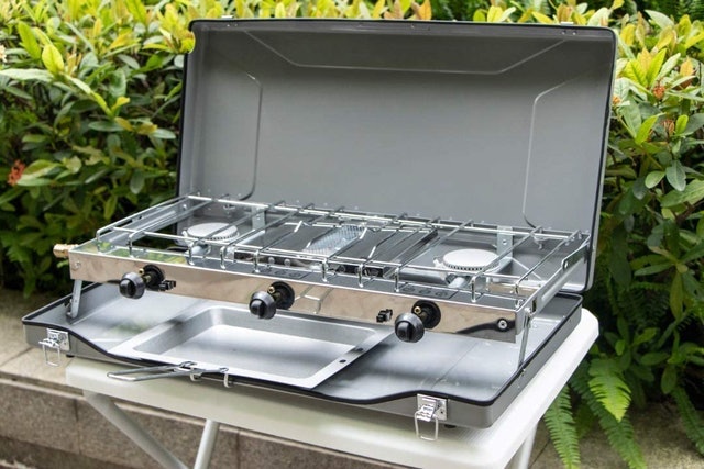Folding Double Burner Stove and Grill 2