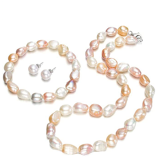 Natural Baroque Pearl Necklace, Bracelet & Earrings