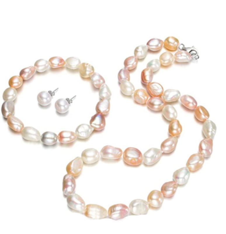 Natural Baroque Pearl Necklace, Bracelet & Earrings 1