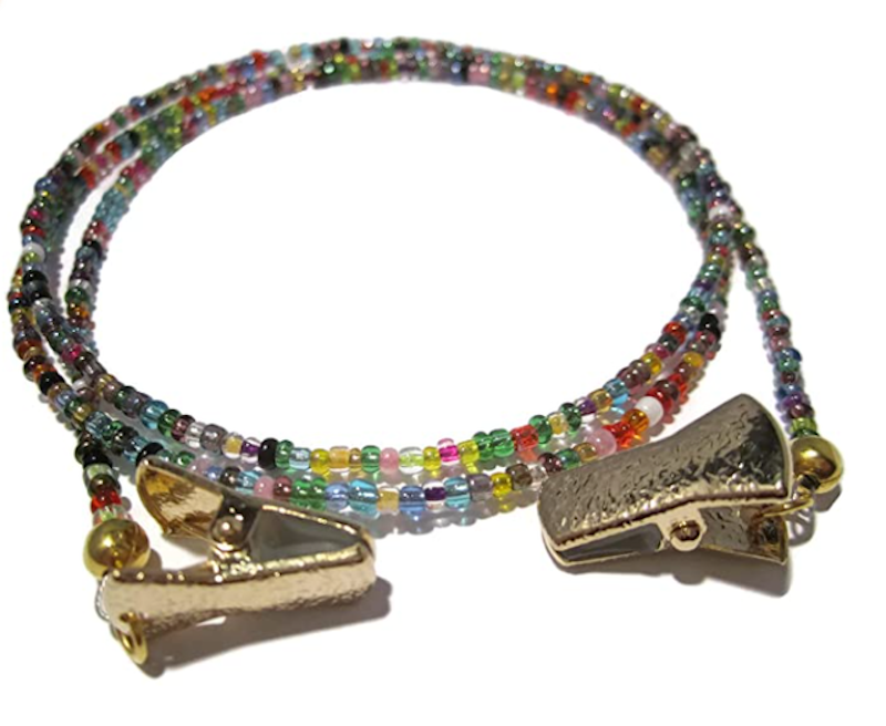 Gold Clip Beaded Eyeglass Chain 1