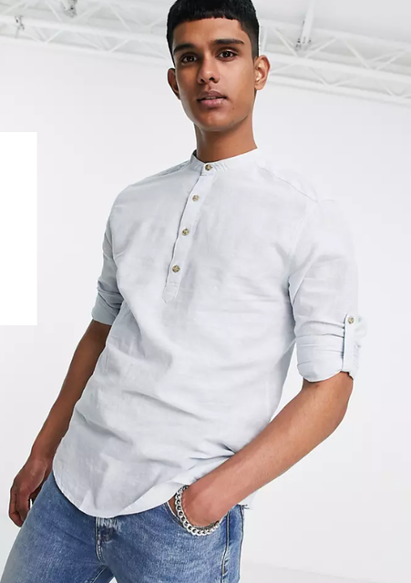 Grandad Collar Mid-Sleeve Shirt 2