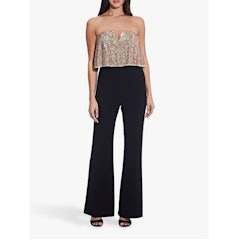 Sequin Jumpsuit, Black/Rose Gold