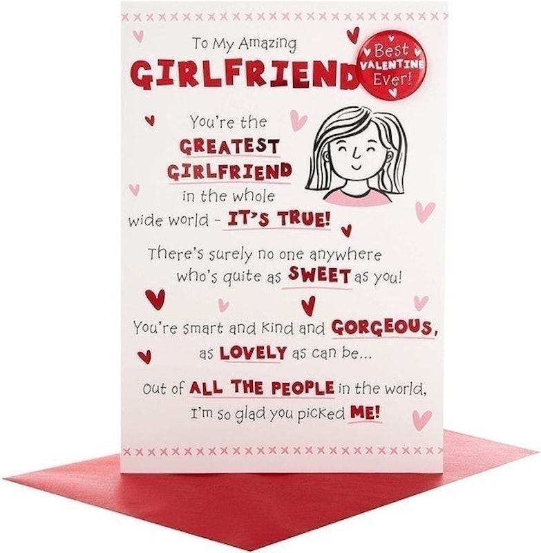 Girlfriend Valentine's Day Card 'Badge' 1