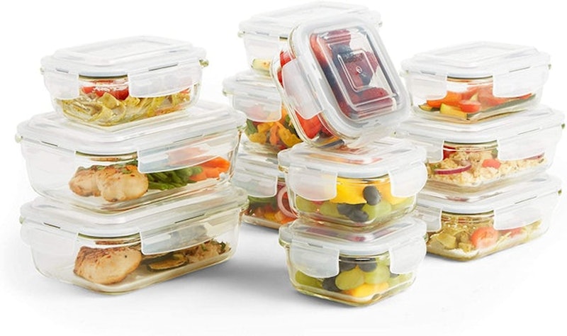 Stretch and Fresh Leak-Proof Food Container Set Stackable, BPA-Free  Silicone w/ Airtight Lids for Solids, Soups and Sauces, Freezer-Safe Great  for