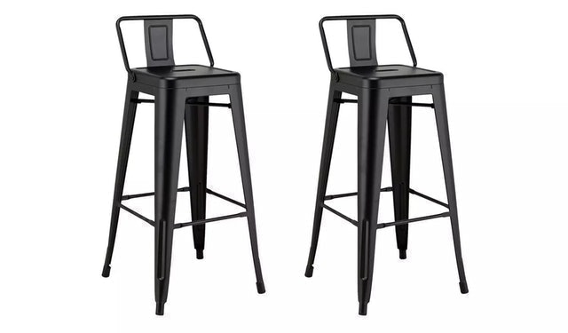 Industrial Pair of Metal Bar Stools 1