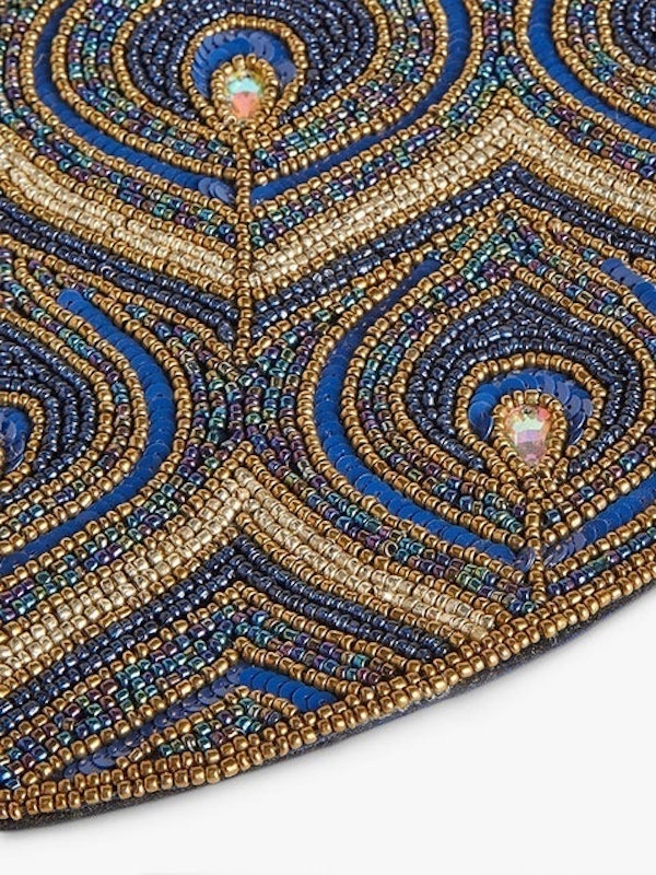 Rounded Beaded Peacock Pattern Placemat 2
