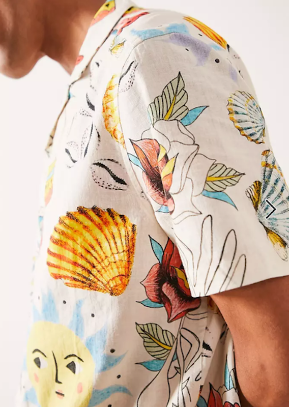 Relaxed Linen Mix Scribble Print Shirt 3