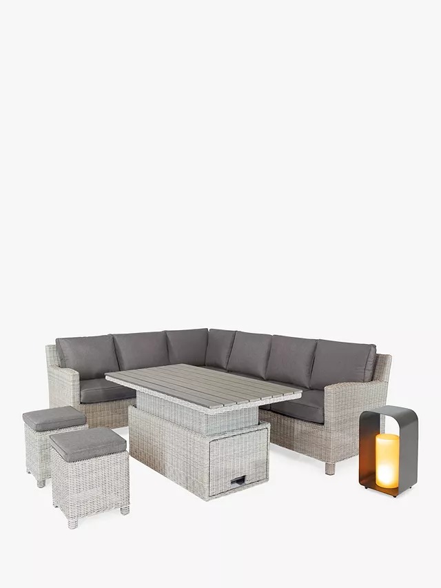 Palma 8-Seater Corner Garden Sofa Table & Stools Set 1