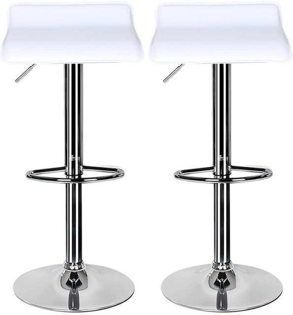 White Bar Stool With Chrome Footrest 1