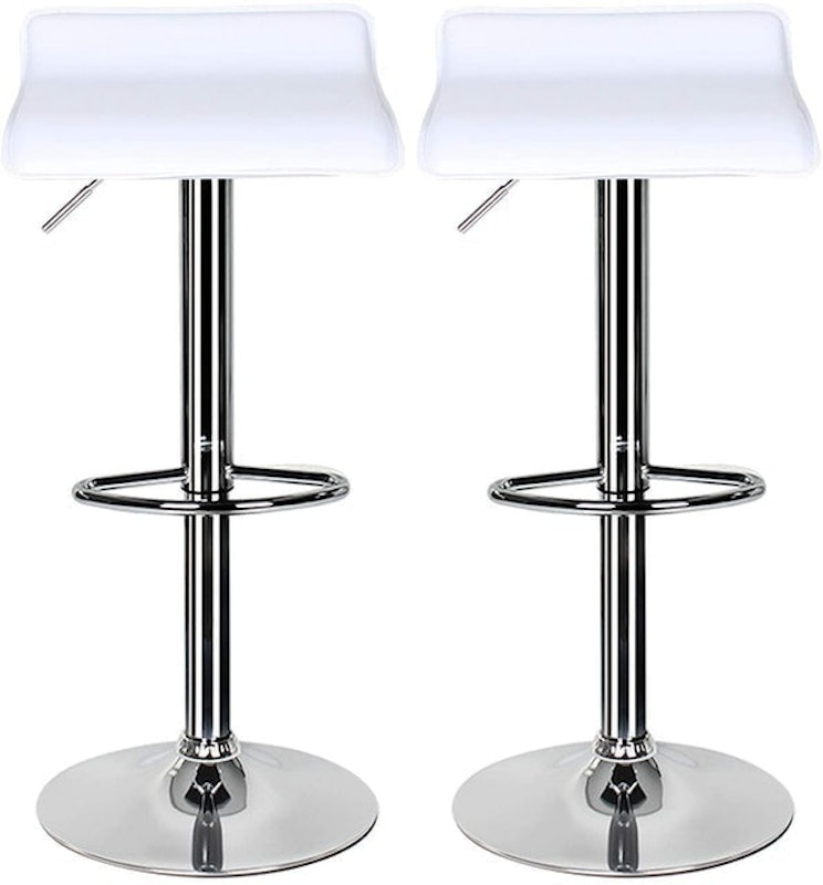 White Bar Stool With Chrome Footrest 1