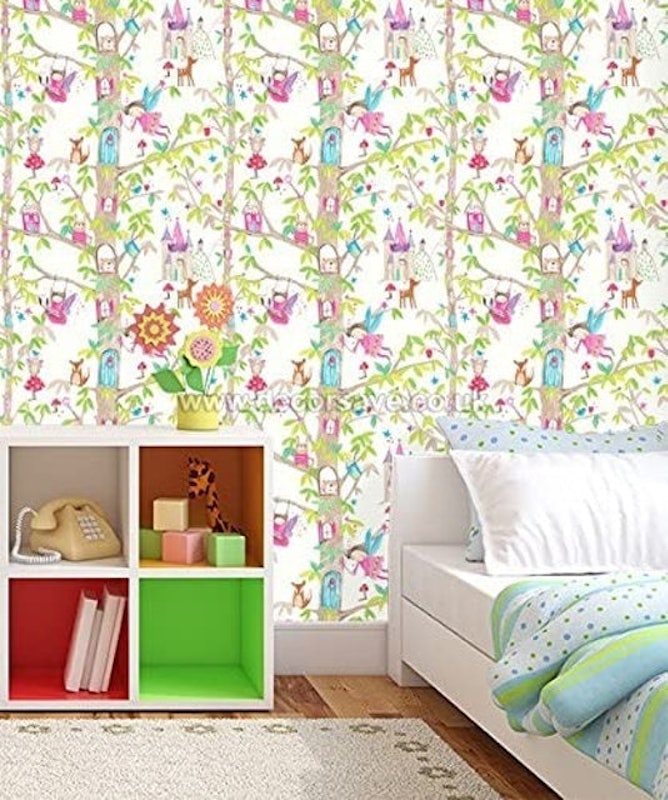 Imagine Fun Woodland Fairies White Wallpaper 2