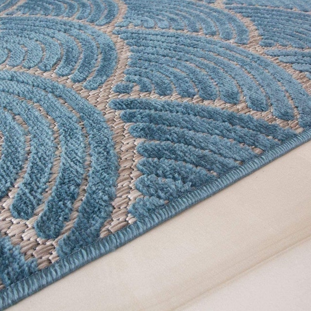 Modern Teal Blue Scandi Geometric Rug 2