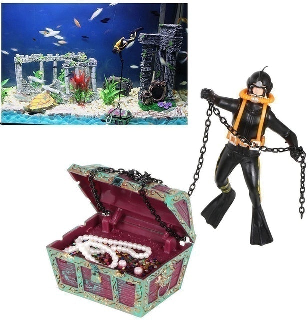 Undersea Treasure Chest Diver Ornament 1