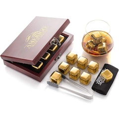 Gold Stainless Steel Whiskey Stones Gift Set