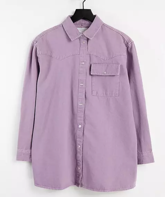 Oversized Denim Shirt in Pale Purple 1